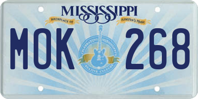 MS license plate MOK268