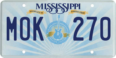 MS license plate MOK270