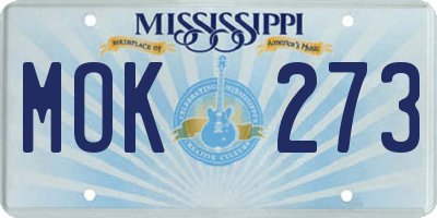MS license plate MOK273