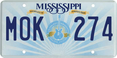 MS license plate MOK274