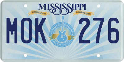 MS license plate MOK276