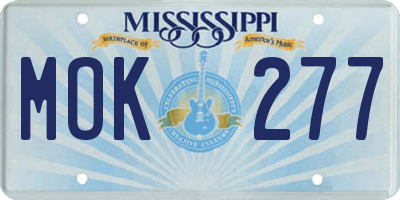 MS license plate MOK277