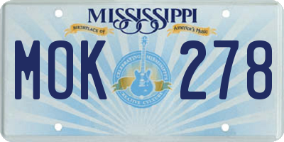 MS license plate MOK278