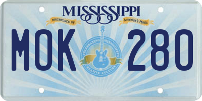 MS license plate MOK280