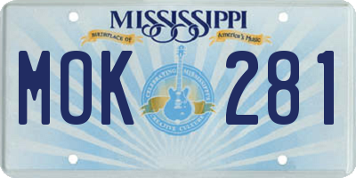 MS license plate MOK281