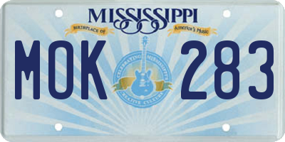 MS license plate MOK283