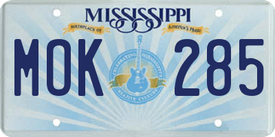 MS license plate MOK285