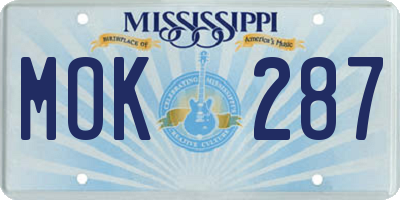 MS license plate MOK287
