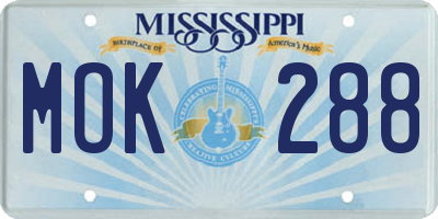 MS license plate MOK288