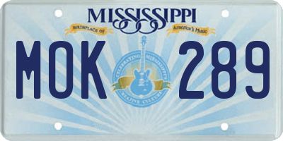 MS license plate MOK289