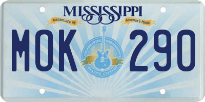 MS license plate MOK290