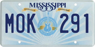 MS license plate MOK291