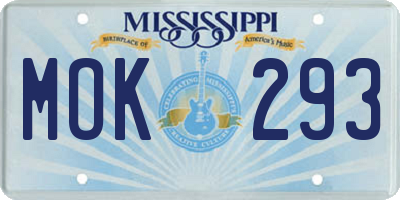 MS license plate MOK293