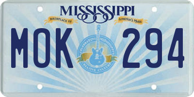 MS license plate MOK294