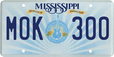 MS license plate MOK300