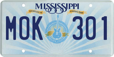 MS license plate MOK301