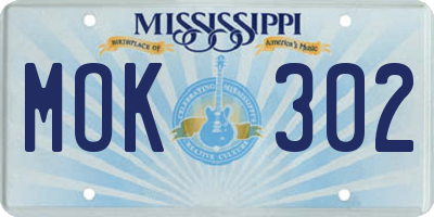 MS license plate MOK302