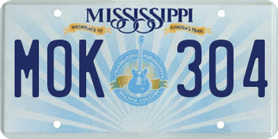 MS license plate MOK304