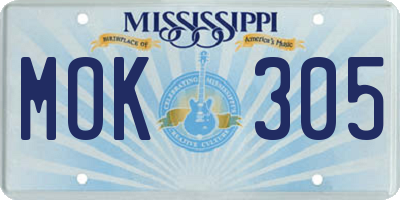 MS license plate MOK305