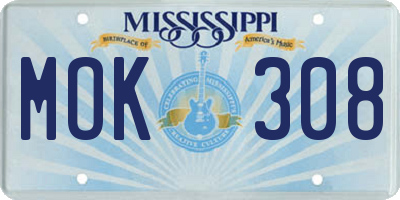 MS license plate MOK308