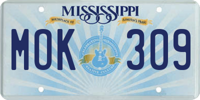 MS license plate MOK309