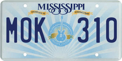 MS license plate MOK310
