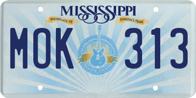 MS license plate MOK313