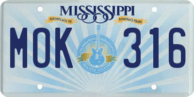 MS license plate MOK316
