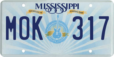 MS license plate MOK317