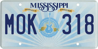 MS license plate MOK318