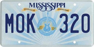 MS license plate MOK320
