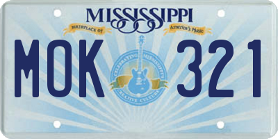 MS license plate MOK321