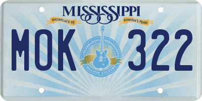 MS license plate MOK322