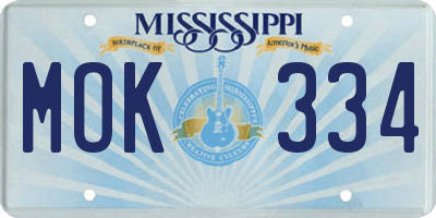 MS license plate MOK334