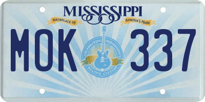 MS license plate MOK337
