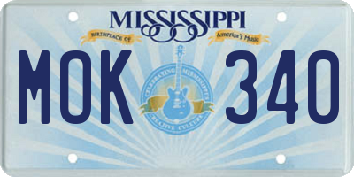 MS license plate MOK340