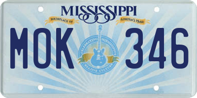 MS license plate MOK346