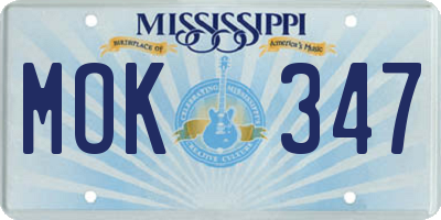 MS license plate MOK347
