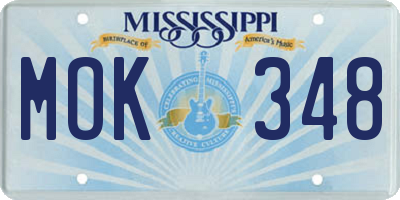 MS license plate MOK348