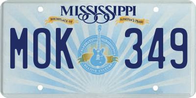 MS license plate MOK349