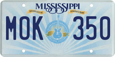 MS license plate MOK350
