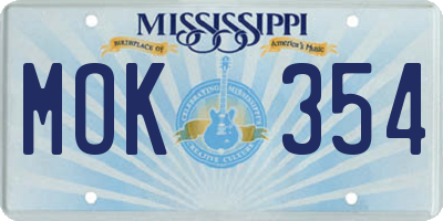 MS license plate MOK354