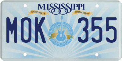 MS license plate MOK355