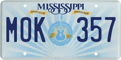 MS license plate MOK357