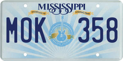 MS license plate MOK358
