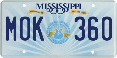 MS license plate MOK360
