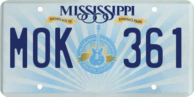MS license plate MOK361