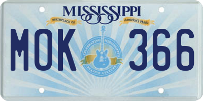MS license plate MOK366