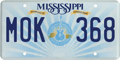 MS license plate MOK368