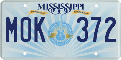 MS license plate MOK372